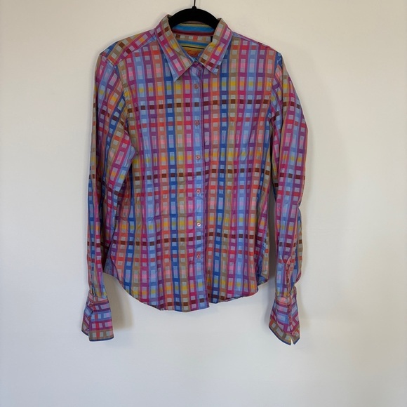 Robert Graham Tops - Robert Graham Women’s Shirt Button Up Rainbow Color Gingham Check Plaid Size 8
